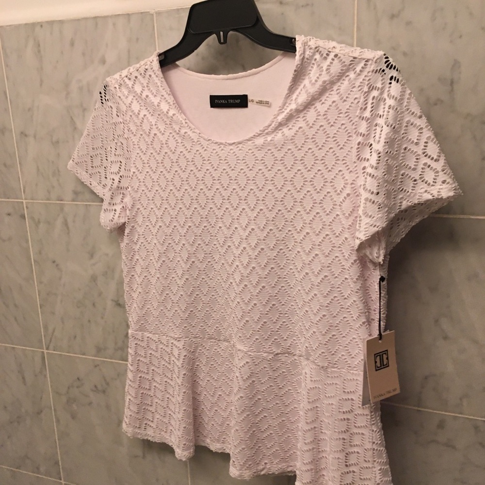 New Ivanka trump white peplum top large